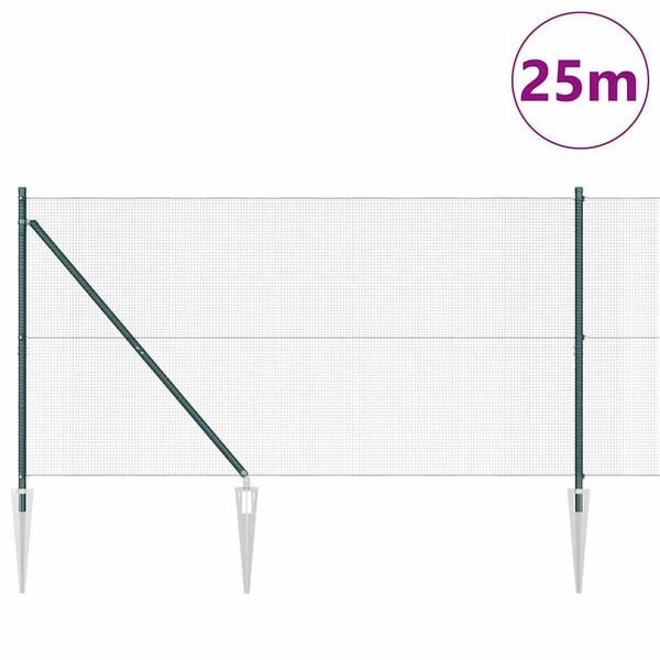 vidaXL Hegnsp&aelig;l Gr&oslash;n 25 x 1,2 m (12 x 12 mm net) St&aring;l og PVC