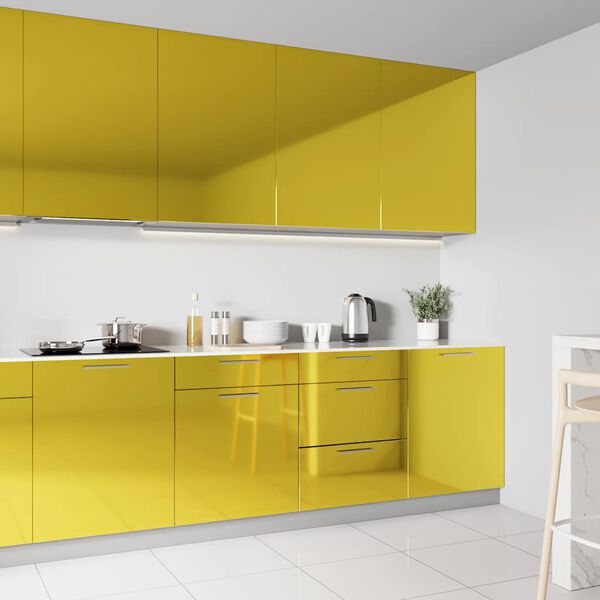 vidaXL selvkl&aelig;bende folie til m&oslash;bler 500x90 cm PVC gylden h&oslash;jglans