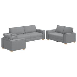vidaXL Sofa 3 stk. Lysegr&aring; Linned-blandet stof