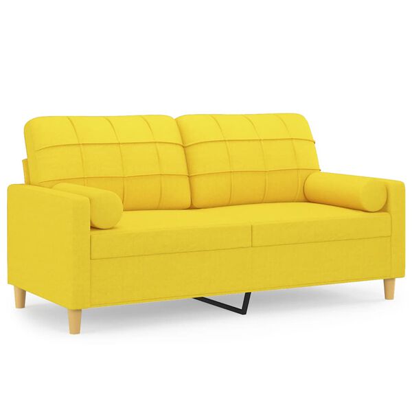 vidaXL 2-personers sofa med pyntepuder 140 cm stof lysegul