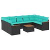 vidaXL havesofas&aelig;t med 10 hynder sort polyrattan
