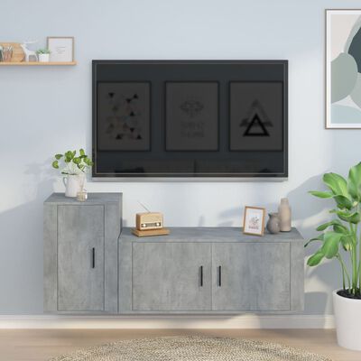 vidaXL tv-skabssæt 2 dele konstrueret træ betongrå