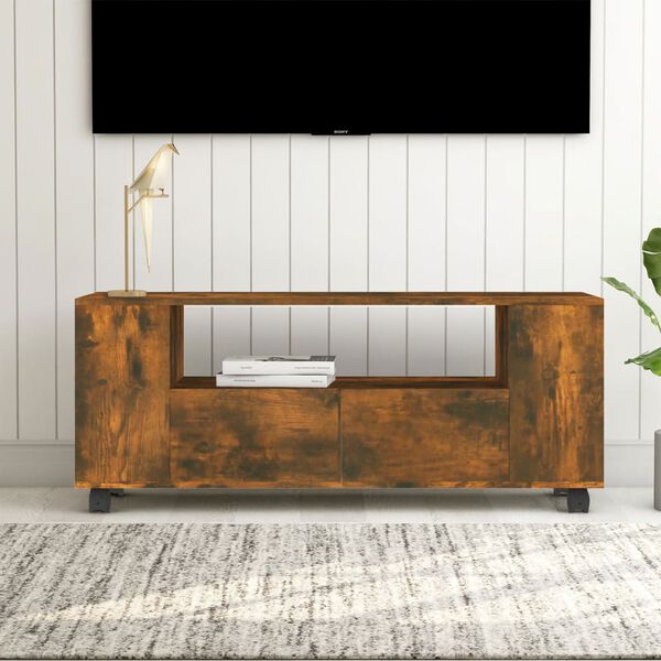 vidaXL tv-bord 120x35x48 cm konstrueret tr&aelig; r&oslash;get egetr&aelig;sfarve