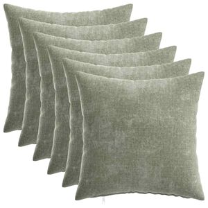 vidaXL Pudebetr&aelig;k 6 stk. HEERLEN Gr&oslash;n 40 x 40 cm Chenille Stof