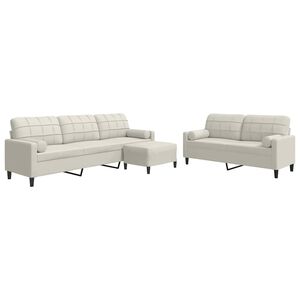 vidaXL sofas&aelig;t 3 dele med hynder og bolsterpuder velour cremefarvet