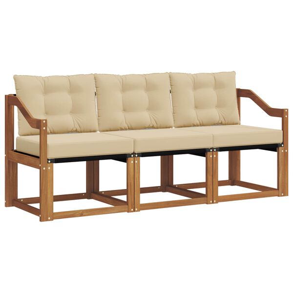 vidaXL Udend&oslash;rs sofagruppe med pude 3 pcs Naturlig og Beige