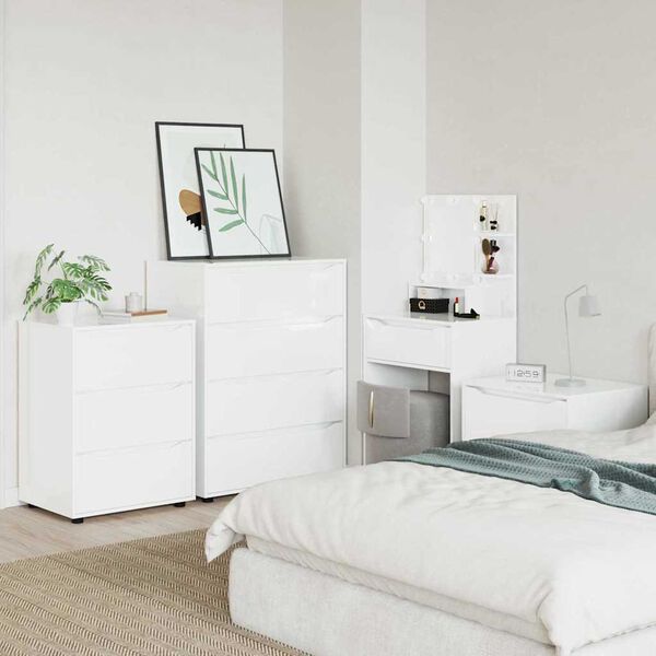 vidaXL Opbevaringsskab H&oslash;j gloss hvid 60 x 48 x 81 cm Konstrueret tr&aelig;