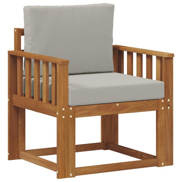 vidaXL Udend&oslash;rs sofa Soli Akacietr&aelig; og polyester Naturlig og lys gr&aring;