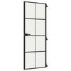 vidaXL d&oslash;r 76x201,5 cm h&aelig;rdet glas og aluminium sort