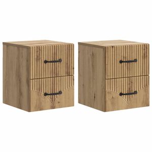 vidaXL V&aelig;gh&aelig;ngt Natbord med skuffe 2 pcs Artisan-eg 34,5 x 33 x 40 cm
