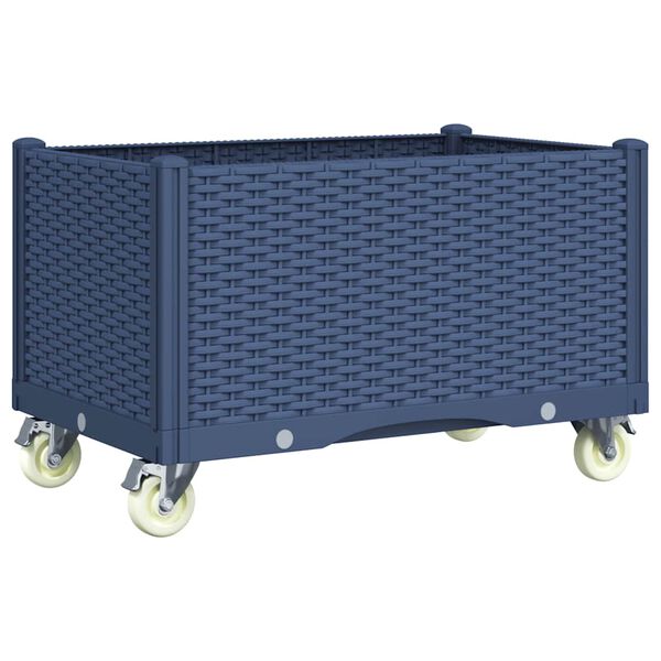 vidaXL plantekasse med hjul 80x50x54 cm PP bl&aring;gr&aring;