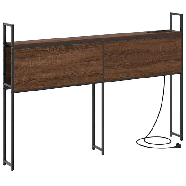 vidaXL Opbevaringshovedgavl med Opladningsstation Brun eg 120 cm