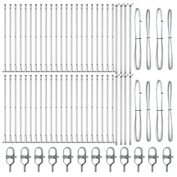 vidaXL Hegnspæl Andet 52 pcs Grå 3,2 x 3,2 x 90 cm Stål
