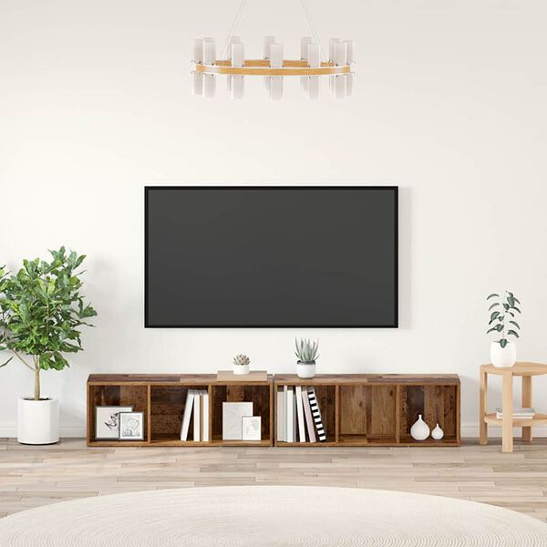 vidaXL TV-m&oslash;bels&aelig;t 2 pcs Gammelt tr&aelig; 37 x 35 x 107cm Konstrueret tr&aelig;