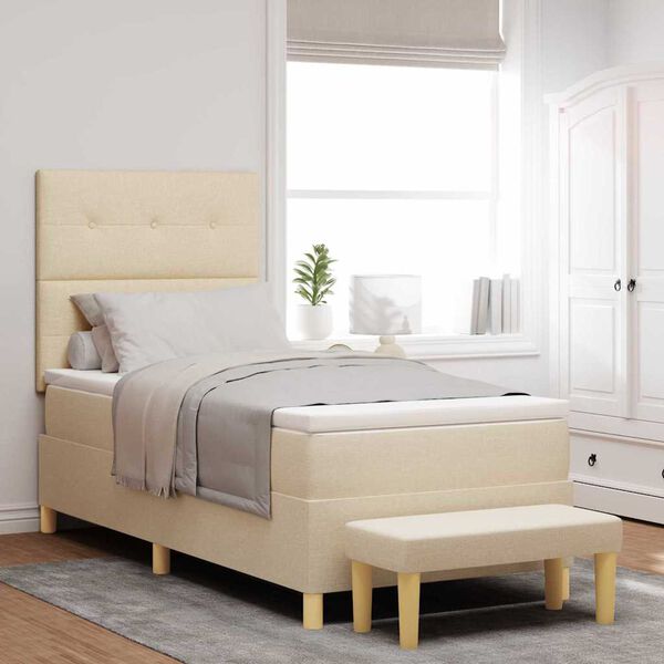 vidaXL Box spring seng med madras Creme 80 x 200 cm Stof