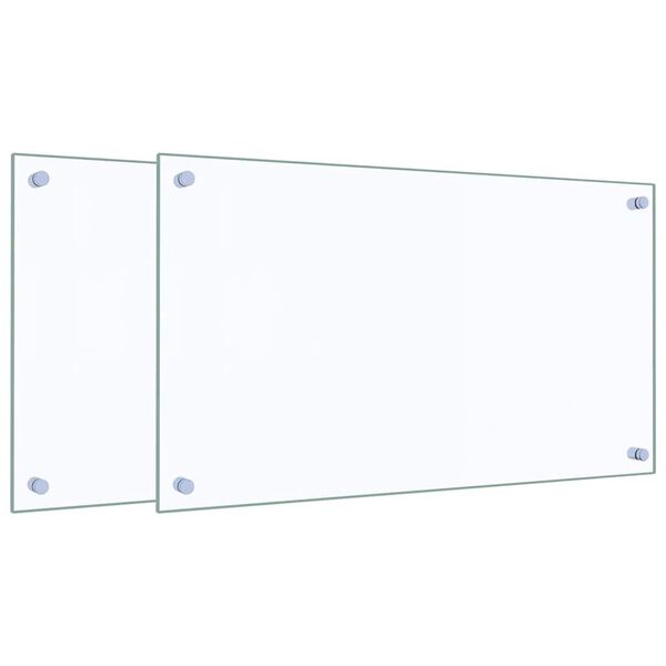 vidaXL stænkplader 2 stk. 70x40 cm hærdet glas gennemsigtig