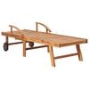 vidaXL liggestole 2 stk. med bord og hynde massivt teaktræ