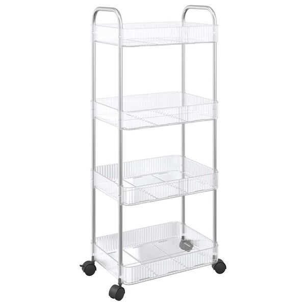 vidaXL opbevaringsvogn i 4 niveauer transparent 37x28x95 cm akryl