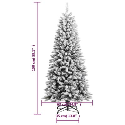 vidaXL kunstigt juletræ med sne 150 cm PVC og PE