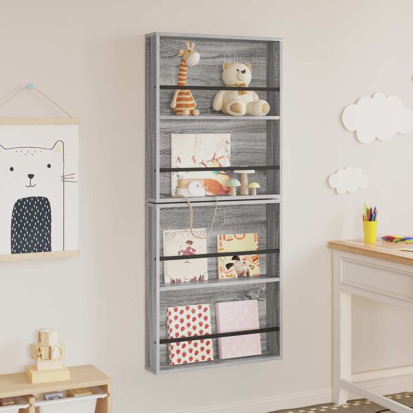 vidaXL Magasin Rack 2 pcs Gr&aring; Sonoma 60 x 12 x 70 cm Konstrueret tr&aelig;