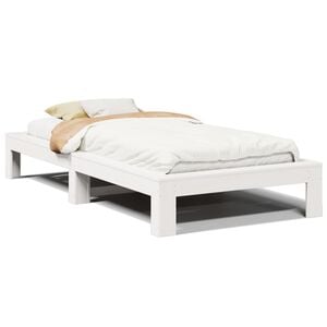 vidaXL sengeramme uden madras 100x200 cm massivt fyrretr&aelig; hvid