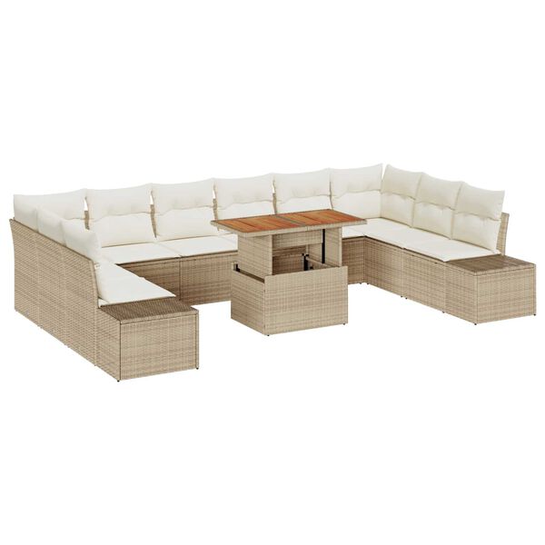 vidaXL Havesofa S&aelig;t med opbevaring 11 pcs Beige Poly rattan