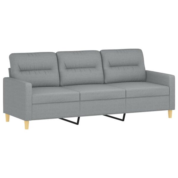 vidaXL 3-personers sofa med fodskammel 180 cm stof Lysegr&aring;