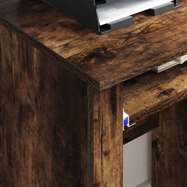 vidaXL Skrivebord med Hjul Røget eg 91 x 50 x 77 cm Konstrueret træ