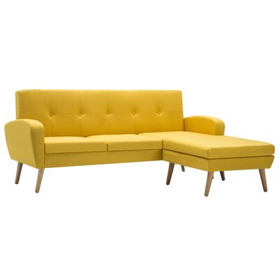 vidaXL L-formet sofa stofbetræk 186 x 136 x 79 cm gul