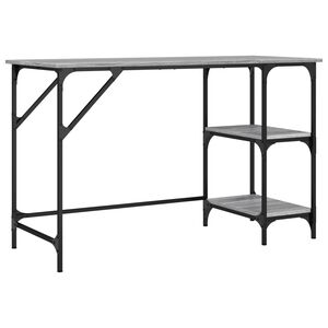 vidaXL skrivebord 120x50x75 cm metal og konstrueret tr&aelig; gr&aring; sonoma-eg