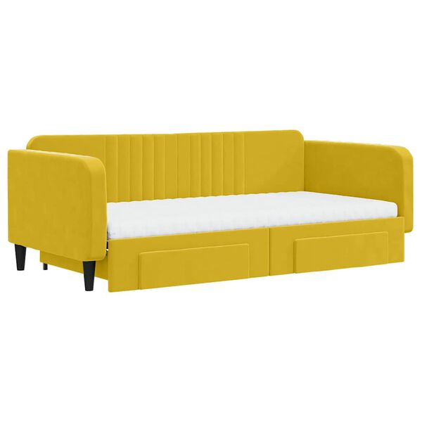 vidaXL daybed med udtr&aelig;k og skuffer 100x200 cm velour gul