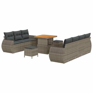 vidaXL Havesofa S&aelig;t med pude med opbevaring 10 pcs Gr&aring; polyrattan