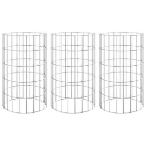 vidaXL rundt gabion-havebede 3 stk. &Oslash;30x50 cm galvaniseret st&aring;l