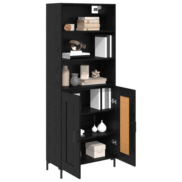 vidaXL Highboard med skuffe Sort eg 69,5 x 34 x 180 cm Konstrueret tr&aelig;