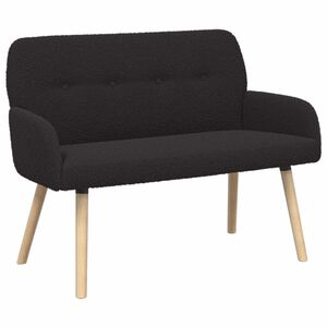 vidaXL 2-personers sofa med ben i massivt tr&aelig; Sort Boucl&eacute;