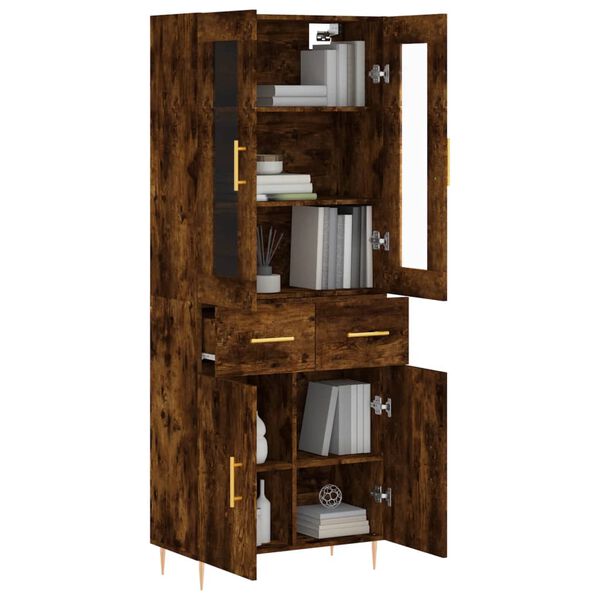 vidaXL højskab 69,5x34x180 cm konstrueret træ røget egetræsfarve