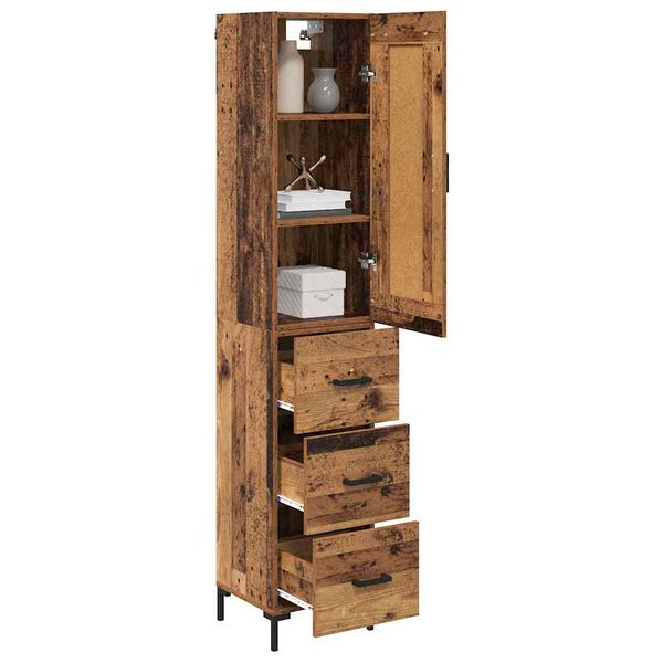 vidaXL Highboard Gammelt tr&aelig; 34,5 x 34 x 180 cm Konstrueret tr&aelig;
