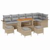 vidaXL Havesofa S&aelig;t med pude 10 pcs Beige polyrattan