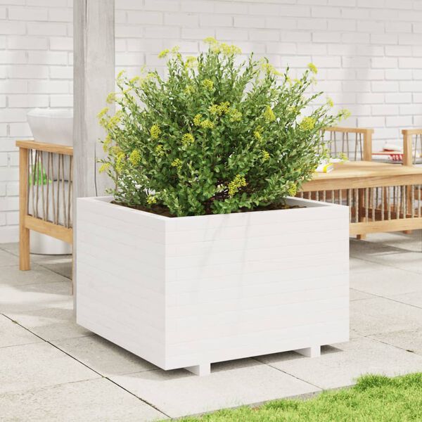 vidaXL plantekasse 70x70x49,5 cm massivt fyrretræ hvid