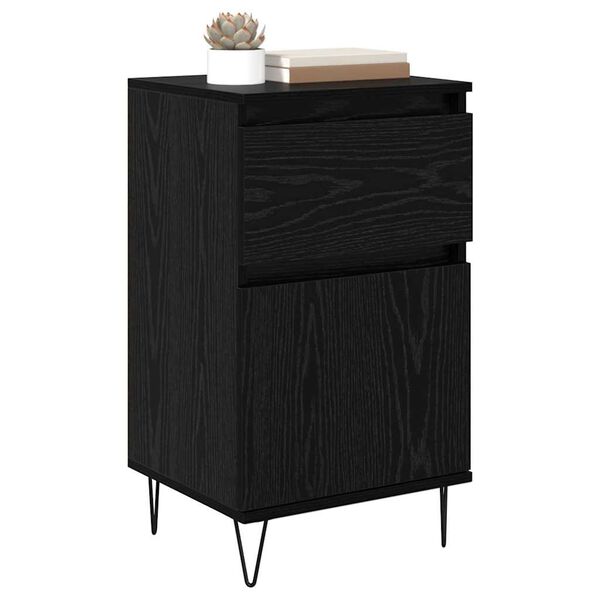 vidaXL Sideboard med skuffe Sort eg 35 x 40 x 70 cm Konstrueret træ