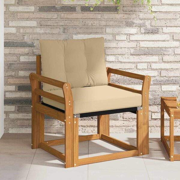 vidaXL Udend&oslash;rs sofa Massiv akacietr&aelig; og Textilene Naturfarvet