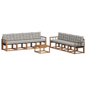 vidaXL Udend&oslash;rs sofagruppe med pude 9 pcs Naturlig og Lys Gr&aring;