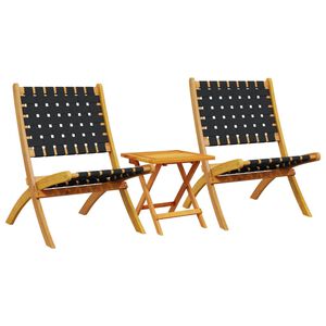 vidaXL Klapstole 2 stk. med bord sort massivt tr&aelig;