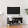 vidaXL tv-skab med massive tr&aelig;ben 103,5x30x50 cm gr&aring; h&oslash;jglans