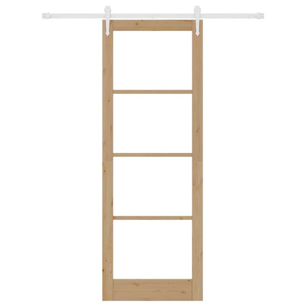 vidaXL Skyded&oslash;r Brun 83 x 232 cm Massivt fyrretr&aelig; og glas