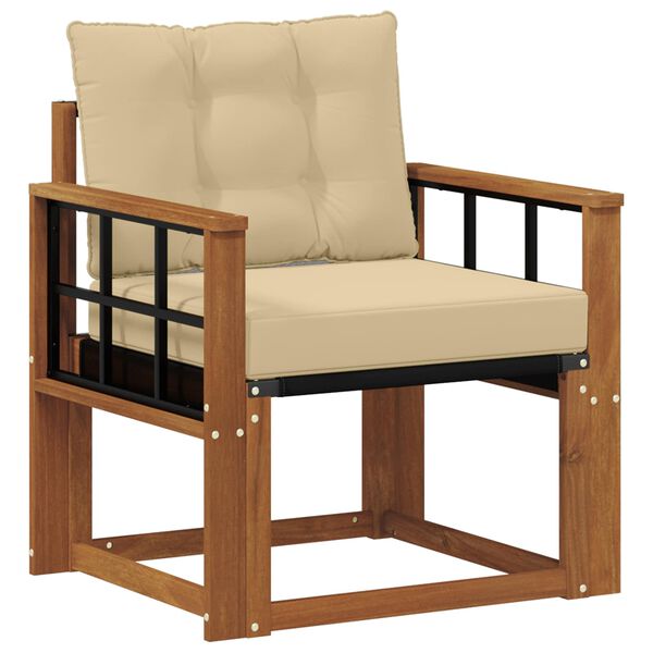 vidaXL Udend&oslash;rs sofa Massiv akacietr&aelig; og Textilene Naturfarvet