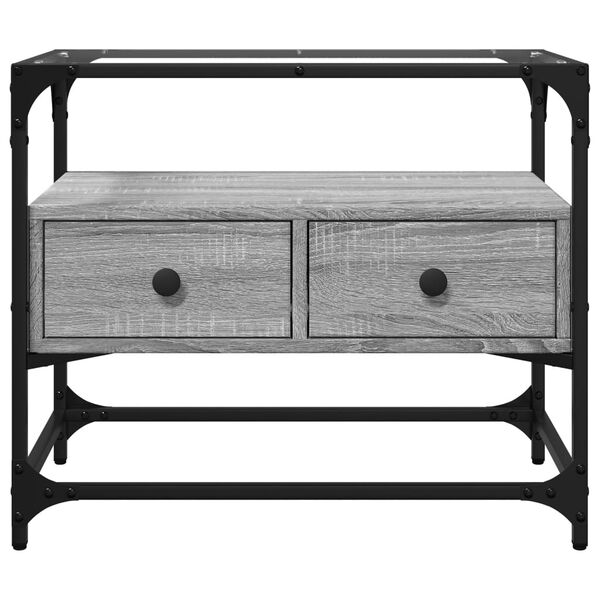 vidaXL tv-bord med glastop 60x35x51 cm konstrueret tr&aelig; gr&aring; sonoma-eg