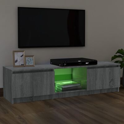 vidaXL tv-bord med LED-lys 120x30x35,5 cm grå sonoma-eg