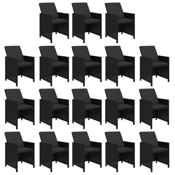 vidaXL spisebordss&aelig;t til haven 19 dele med hynder polyrattan sort