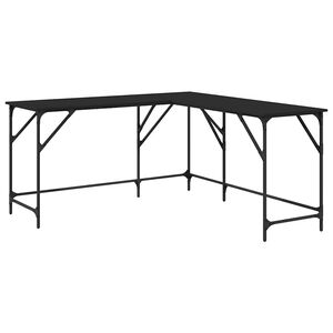 vidaXL skrivebord 149x149x75 cm konstrueret tr&aelig; sort